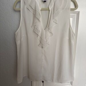 CAbi white ruffled blouse